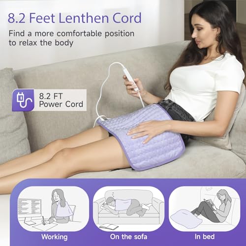 Heating Pad for Period Cramps, Heating Pad for Back/Neck/Shoulder Muscle Pain, 6 Heating & 4 Timer Setting, Auto Shut Off, Dry/Moist Heat & Machine Washable, Birthday Christmas Gifts for Women Mom - Image 4