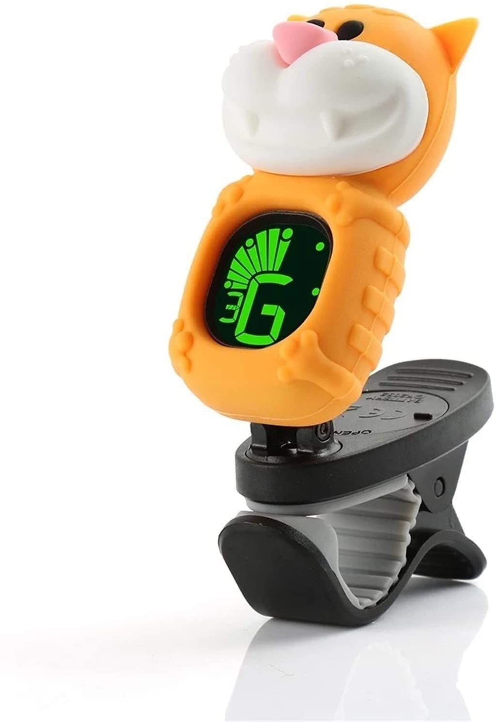Kot kreskówkowy Clip-On Tuner Wyświetlacz LCD do chromatycznej gitary basowej skrzypce Ukulele String Instrument (Color : Giallo, Size : One Size)