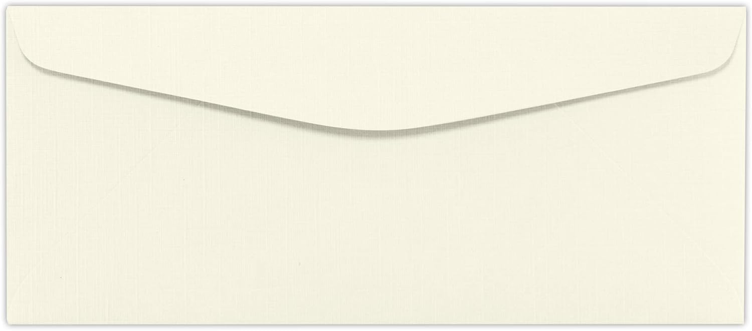 LUXPaper #10 Commercial Flap Business Envelopes | 4 1/8" x 9 1/2" | Natural Linen | 24lb. Text | 250 Qty