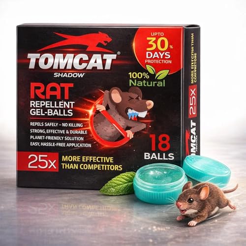 Image of Tom Cat Rat & Mouse Repellent Gel Balls | Herbal & Natural Formula | Long-Lasting 30 Days Protection |Eco-Friendly & Safe | For Home, Kitchen, Warehouse, Factory & Office | Pack of 18 |FORMULATION 10X