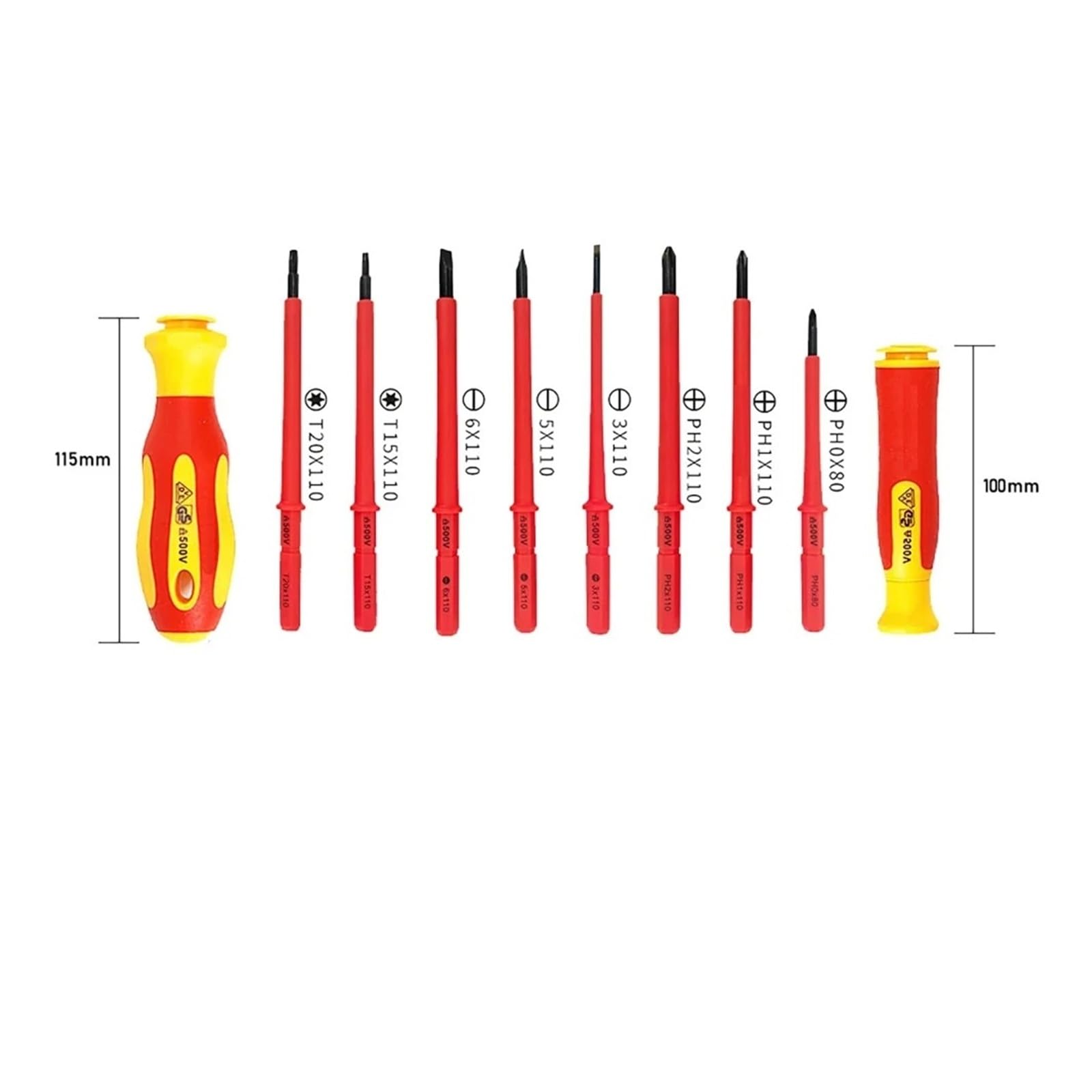10 in 1 cacciavite for elettricista isolato set ad alta durezza for uso domestico croce magnetica a forma di parola prugna esagonale(13 PCS Combo)