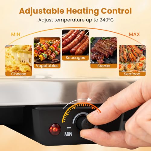 LIFEZEAL Raclette-Grill für 8 Personen, 1400W Elektrogrill mit wendbarer Antihaft-Grillplatte, 8 Pfännchen & 8 Holzspatel – Bild 5