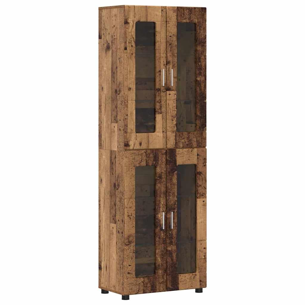 Armadietto alto, 60 x 35 x 182 cm, in legno anticato e legno con vano