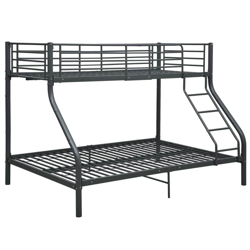 vidaXL Cadre de Lit Superposé Sommier à Lattes Cadre de Lit pour Enfant Chambre à Coucher Maison Intérieur Noir Métal 140x200 cm/90x200 cm