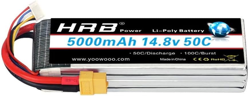 HRB 4S Lipo Battery 5000mAh 14.8V 50C XT60 Plug RC Lipo Battery Compatible with RC Helicopter Airplane Car Boat Truck