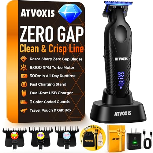 ATVOXIS Zero Gap 9,000 RPM Brushless Professional T Blade Trimmer for Men: Cordless Hair/Beard...