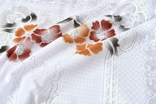 Image of Cotton Net Embroidered Center & Dining Table Cover for 4 Seater | Rectangular 40x60 Inch | Lightweight & Washable Table Cloth | Pack of 1 (White)