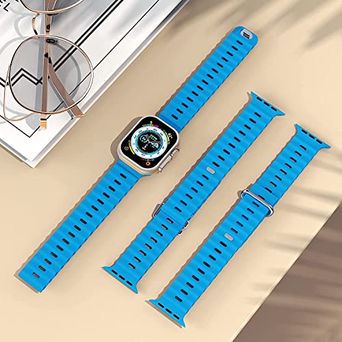 Image of Ultra Ocean Band Compatible with Apple Watch Straps 42mm 44mm 45mm and 49mm Adjustable Smart Watch Strap (Rubber Strap Ultra-Sky Blue (RSUSB))