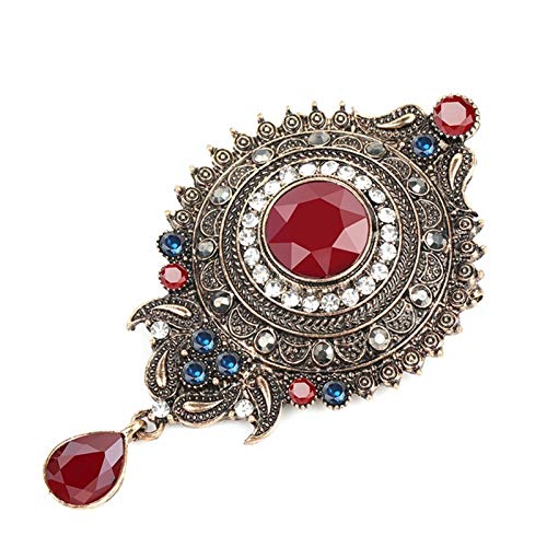 Broche arabesque strass en or antique avec cristaux gris de haute qualité