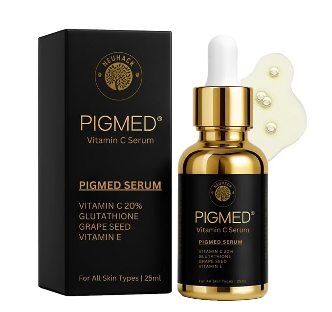 Image of Pigmed 20% Vitamin C Serum with Glutathione, Hyaluronic Acid - 25ml | Skin Brightening, Anti-Aging, Pigmentation Removal | For Men & Women