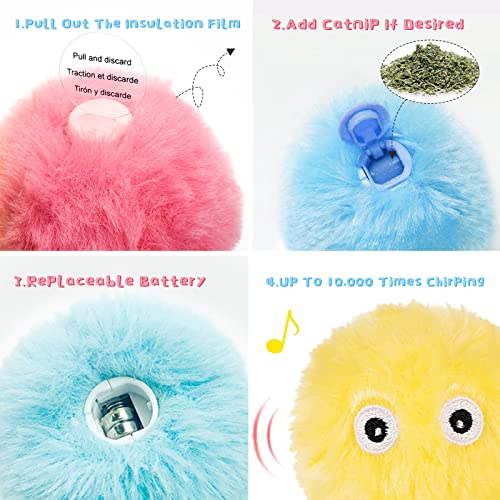 Buntyjoy cat toys, interactive cat toys for indoor cats exercise, 3 pack fluffy plush chirping catnip toys, fun kitty kitten kicker toys 4 Buntyjoy cat toys, interactive cat toys for indoor cats exercise, 3 pack fluffy plush chirping catnip toys, fun kitty kitten kicker toys - image 5