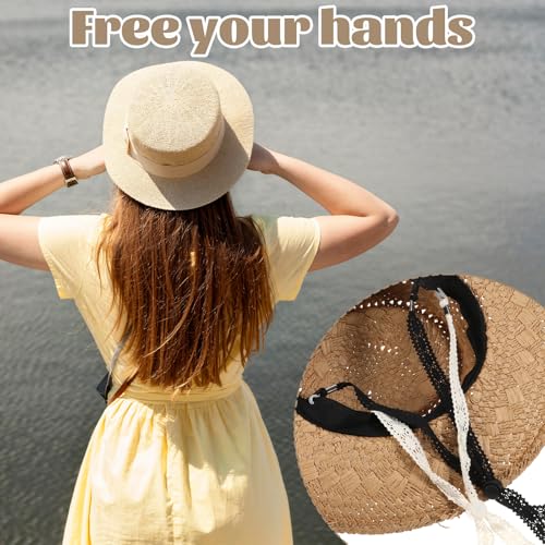 2 piezas de correas para sombreros ajustables beige y negro miniatura 6