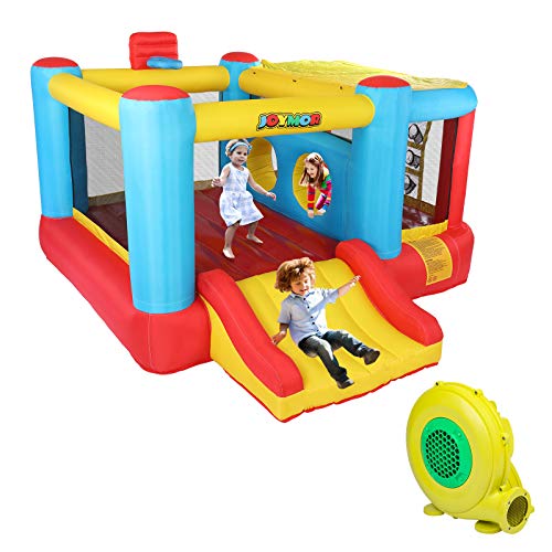 JOYMOR Inflatable Obstacle Course Bounce House for Kids Jumping Castle Slide Bouncer with Air Blower, Sun Cover, Indoor and Outdoor Party Gift