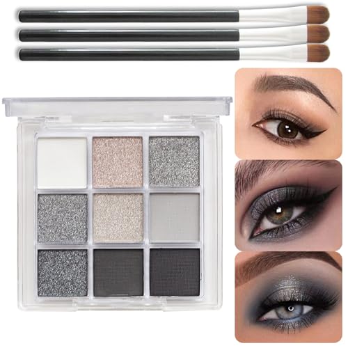 EONFAVE Smoky Lidschatten Palette - 9 Farben Schwarz Grau Weiß Lidschatten...
