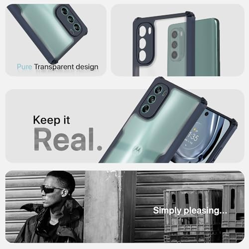 Image of Pikkme Moto G62 5G Back Cover | Crystal Clear Transparent Back | Ultra Hyrbid | Full Camera Protection | Raised Edge | Bumper Back Case (Blue)