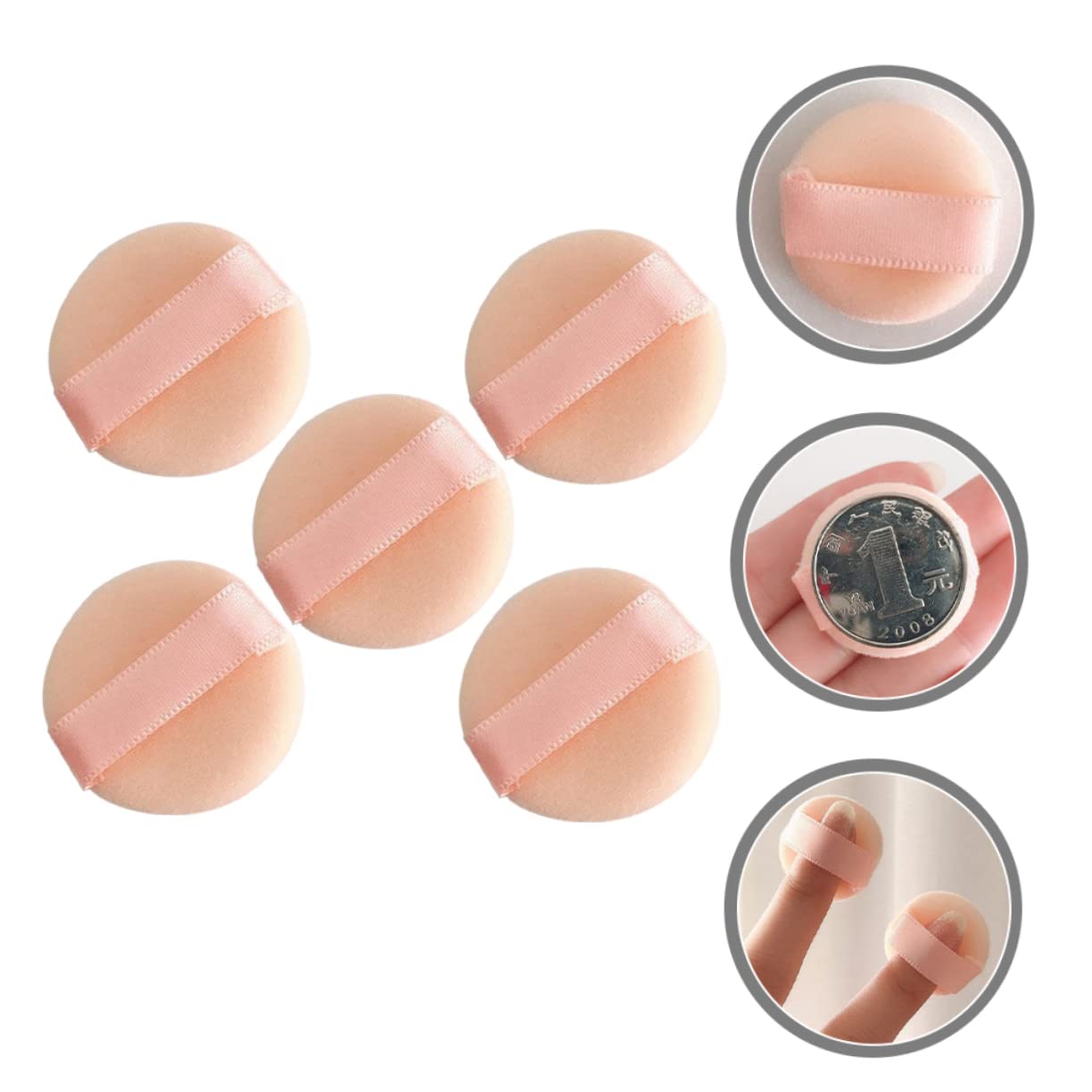 ARTSEWPLY 5Pcs Mini Flocking Makeup Soft Powder Applicators for Foundation Blush for Womens Makeup Touch Ups Precision Application for Travel