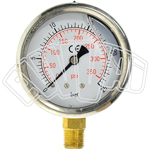 0 – 25 bar – 1/4 Zoll – Durchmesser 63 mm – Glycerin Manometer zur Druckmessung