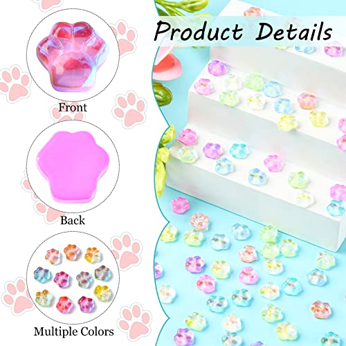 Stiesy 100Pcs Cat Paw Print Cabochons Cute Animal Footprint Flatback Cabochons Resin No Hole Beads for Nail Art Crafts Decoration Accessories - Image 3