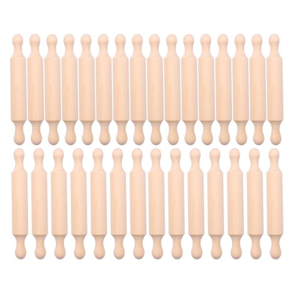 20 Pezzi Mini Mattarello in Legno da 6 Pollici Lungo Cucina Mattarello Piccolo Rullo per Pasta di Legno per Bambini Fondente