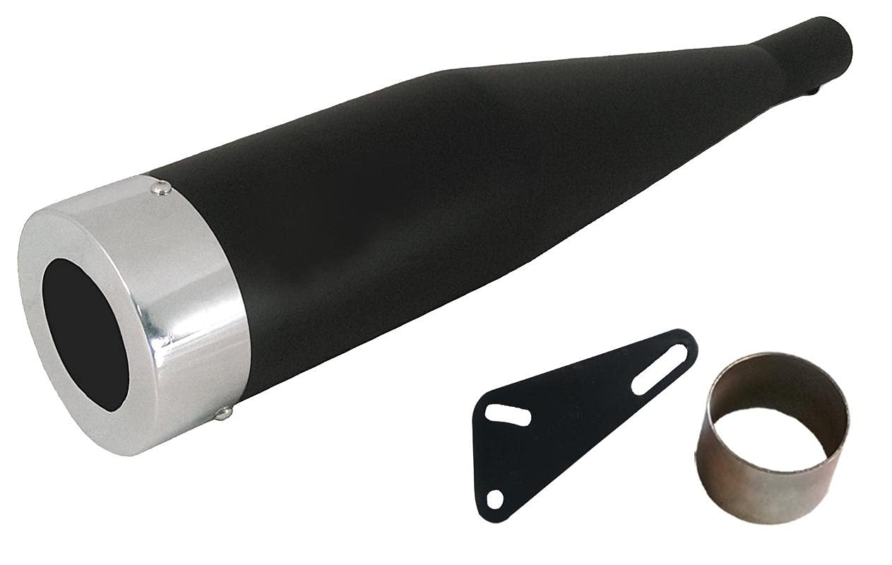 Bike 83M Silencer Exhaust Glasswool Cobra Black Front Chrome Bullet Filter Exhaust With Zed Clamp & Bush for Royal Enfield Bullet Classic 350-image-37