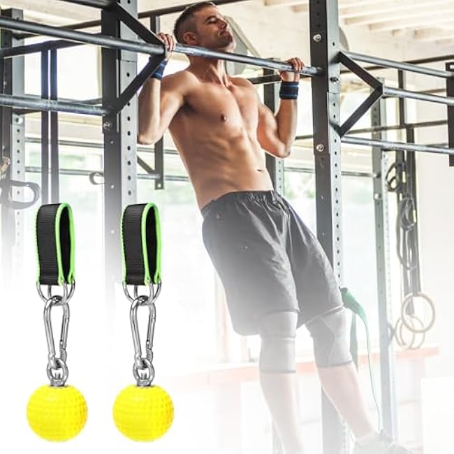 QWORK Climbing Pull Up Ball Grip, Power Ball Hand Grips with Straps - Non-Slip Hand Grips Strength Trainer for Pull-Up, Kettlebells, Fitness Workouts for Rock Climbing, Gymnastics, and Parkour