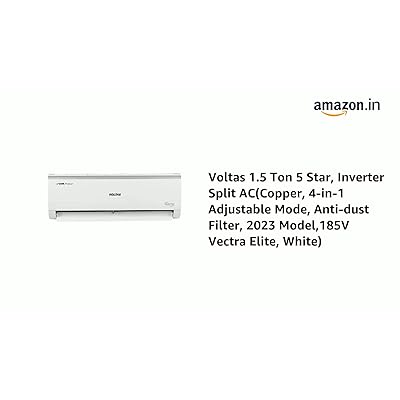 Voltas 1.5 Ton 5 Star, 4-in-1 Adjustable Mode, Anti-dust Filter, Inverter Split AC(Copper, 2023 Model,185V Vectra Elite, White - Image 2