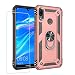 Produktbild Joytag kompatibel für Huawei Y7 2019 HüllehandyHülle+ panzerglasfolie Silikon TPU 360 Grad Drehring aus Halter magnetisch Autotelefon case-Rosé Gold