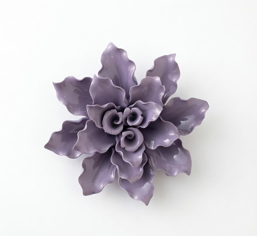AMERRY Purple,Arctotis, 3.54",Ceramic Flowers Wall Art,3D Artificial Flower Wall Art Décor ，Handmade Wall Art Hanging Sculpture， Porcelain Flower Wall Décor for Home，Hallway
