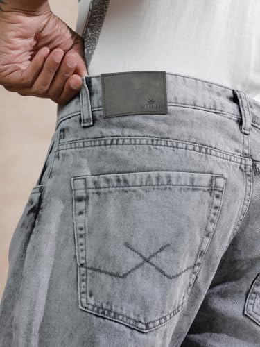 Image of WROGN Men's Mid-Rise Jeans | 100% Cotton | Anti-Fit Relaxed Silhouette