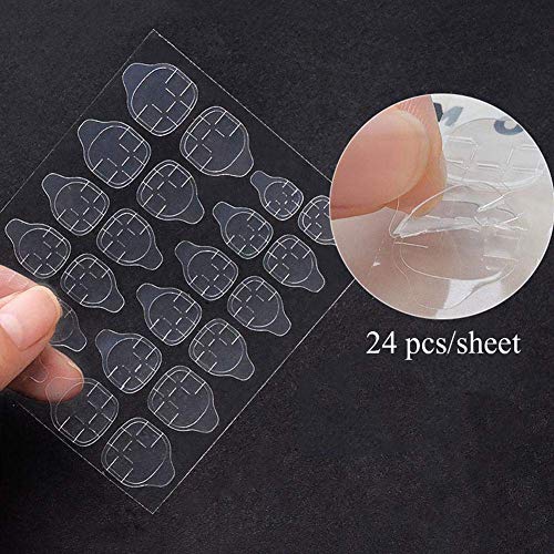 Sxrc Double Side Glue Nail Sticker For Press On Nails,1 Sheets (24Pcs) Waterproof Breathable False Nail Tips, Jelly Adhesive Tabs Nail Glue,Nail Glue Sticker False Nail Tips #TOP6