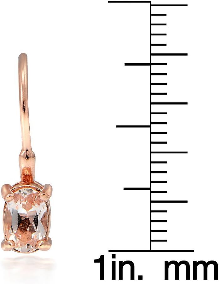 18K Flash Rose Gold Over Sterling Silver Morganite Oval Leverback Earrings
