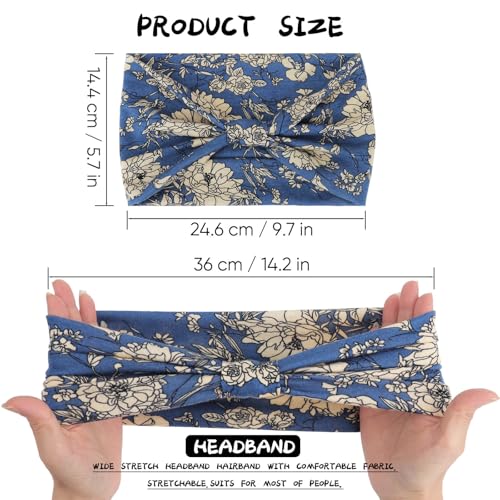 Image of DRESHOW 4 Pack Turban Headbands for Women Wide Vintage Head Wraps Knotted Cute Hair Band Accessories