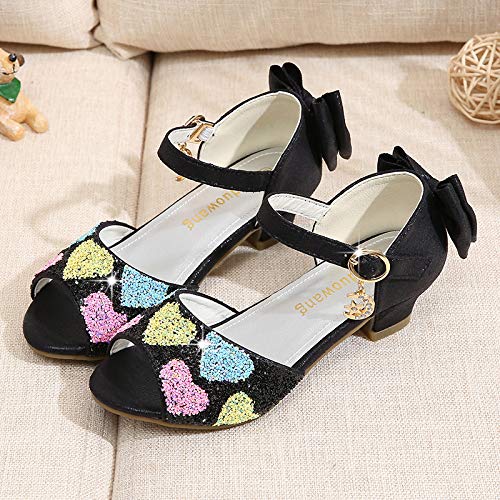 Girls Dress Shoes Wedding Party High Heel Mary Jane Sequined Heel Bow Princess Shoes Sandals3