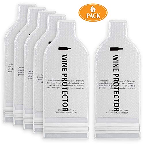 Reusable Wine Bottle Protector 6 Pack Sleeve Travel Bag Luggage Leak Safe
