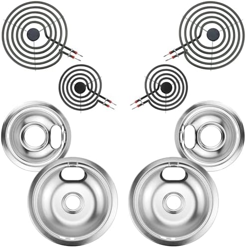 Electric Stove Burner Drip Pans W10196405(8) W10196406(6) Silver E