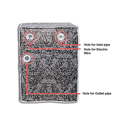 Image of Classic Front Load Washing Machine Cover Suitable For IFB 5.5 Kg, 6 Kg, 6.5 Kg (50cmsX63cmsX81cms, Black Flower, Medium)