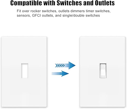 Miniatura 4 de Placas decorativas de pared sin tornillos, de 1 banda, cubierta frontal termoplástica irrompible para interruptor de salida de receptáculo