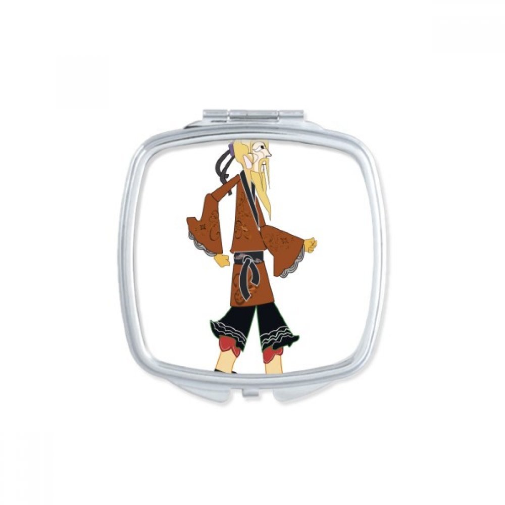 Miroir carré portable pour retouches maquillage au quotidien avec motif ombre chinoise