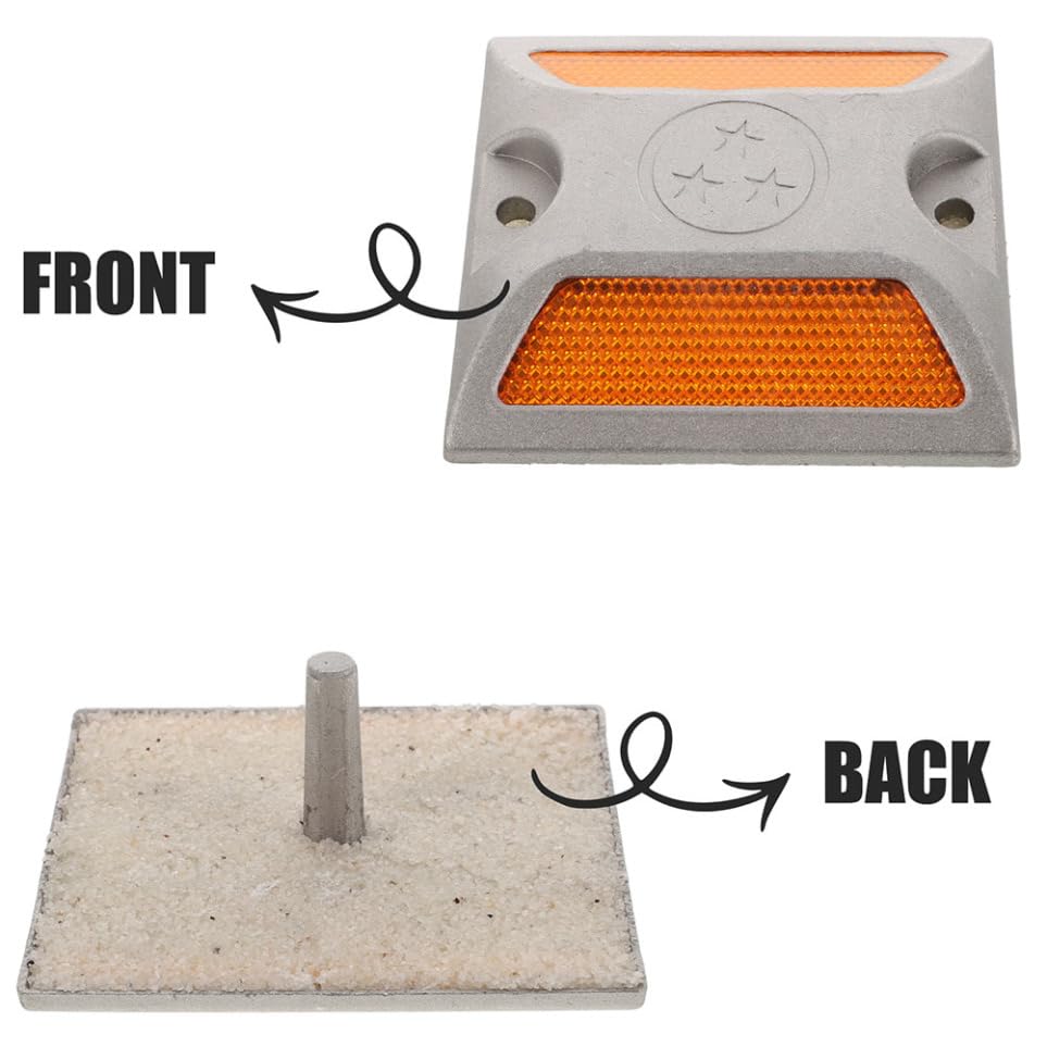 Ciieeo Tacchetti Riflettenti Stradali 4 Pezzi 3.66X3.66X2.17In Segnaletica Di Sicurezza Notturna Per Delimitazione Strade E Prevenzione Incidenti Esterna Resistente