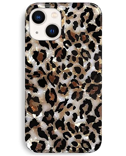 J.west Case Compatible with iPhone 14 Case,Luxury Sparkle Translucent Clear Vintage Leopard Print Soft Silicone Cover for Girls Women Protective Phone Case for iPhone 14 6.1 inch Cheetah