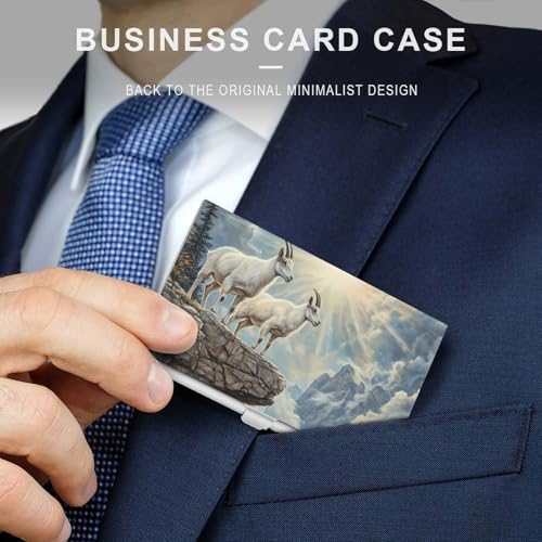 Goats Lambs Snow Mountain River Business Card Holder Slim Credit Case Pocket Name Case Wallet for Men Women3