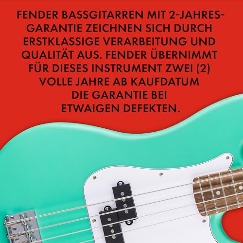 Squier by Fender Debut Collection Precision Bass, Laurel-Griffbrett, Weißes Schlagbrett, Seafoam Green