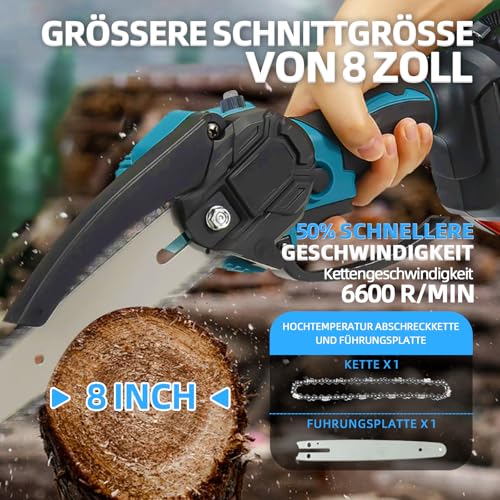 Makita-accu-kettingzaag, 8 inch, met borstelloze motor en automatische olie, veiligheidsvergrendeling, motorzaag voor hout en takken, compatibel met Makita 18 V accu - Afbeelding 4