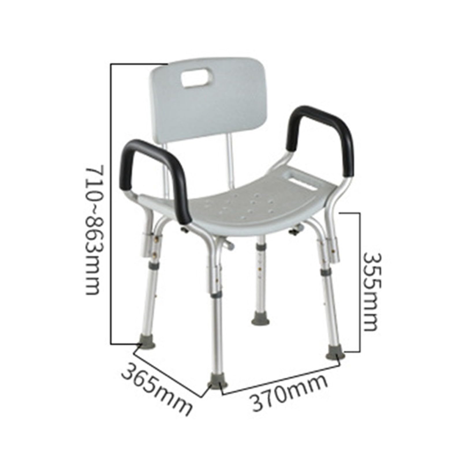 Silla para Ducha Taburete Baño con Respaldo,Asiento para Ducha Regulable En Altura,Silla para Ducha para Personas Mayores,Silla De Ducha Antideslizante Regulable En Altura Reforzada