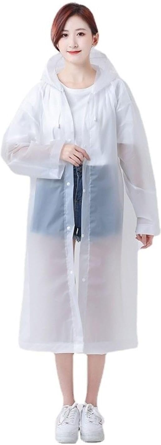 Casual Solid Women Raincoat (Hooded Ponchu Raincoat_White_XL)-image-41