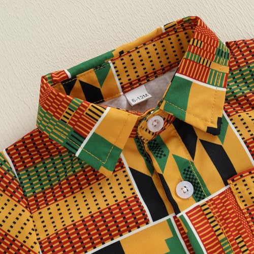 Image of Toddler Boy Summer Outfits Button Down Short Sleeve Floral Shirts & Casual Shorts 1-6 Years Boys Clothes Set