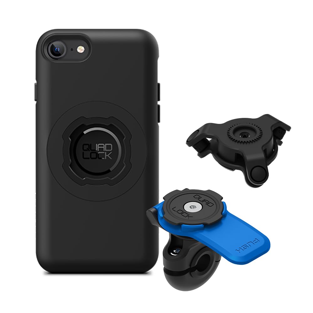 Quad Lock Mirror Motorcycle Phone Mount with Vibration Dampener and MAG Phone Case for iPhone SE (3rd / 2nd Gen) &amp; 8/7