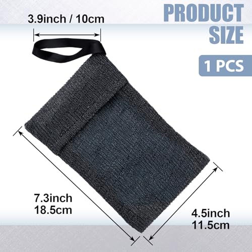 Image of HINZIC Pocket Exfoliating Soap Bag for Soap Bar, Mesh Soaps Saver, Body Scrubber Foaming Pouch, Gray Sponge Exfoliator for Shower, Bath