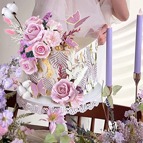22 Pcs Flower Cake Topper Decorations Butterfly Cake Decorations Artificial Rose Flowers Boho Dried Flower Grass Cake Decor For Baby Shower Wedding Birthday Party Decorations #TOP5