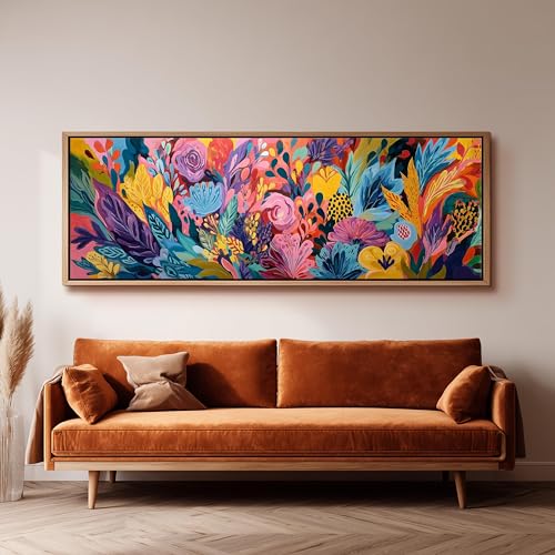 Impression panoramique jungle pastel et décoration murale salon 55x110